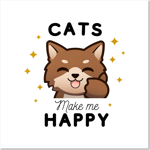 Cats make me happy Wall Art by Adisa_store